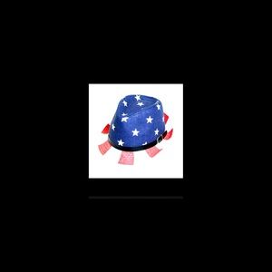 Red, White, Blue Fedora Hat with black buckle